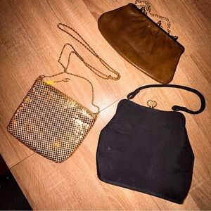 Vintage Black and tan Gold Women's Handbag Set bundle of three